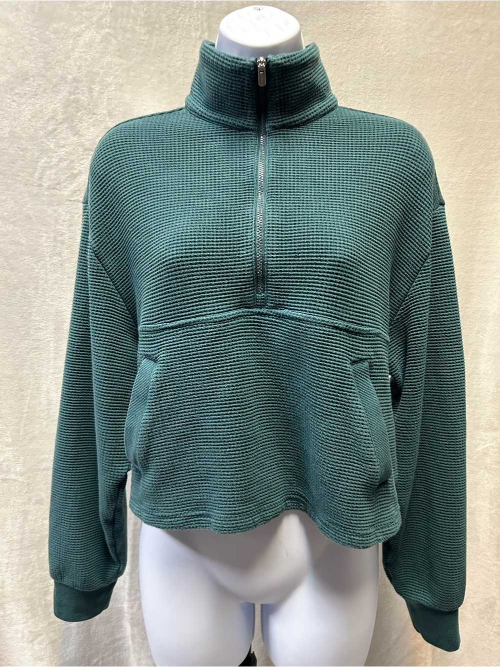 Athleta Half-Zip Waffle-Knit Pullover in Green - Picture 5 of 8